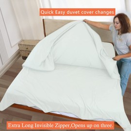 VEJESIME Duvet Cover, 3-Side Zipper, Tencel Lyocell, Triple-Zip System, Softest 100% Natural 90x105 Inches (King)
