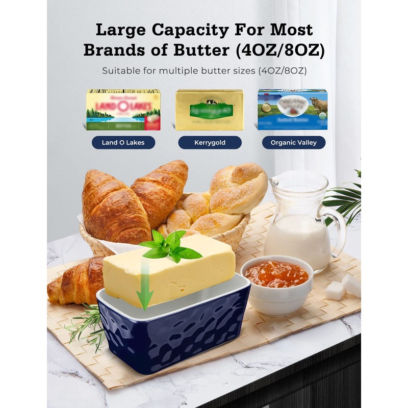 Butter Dish with Lid: Large Butter Dish for Countertop -
