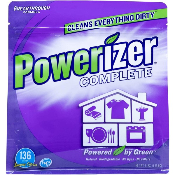 Powerizer: Complete All-in-One Multipurpose Cleaner - Powder Concentrate - 3 lb. Pack - Laundry Detergent, Dish Detergent, Bathroom Cleaner, Floor Cleaner, and Carpet Stain and Spot Remover