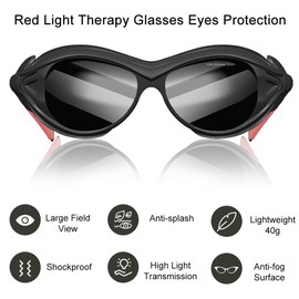 mozeeda Red Light Therapy Glasses, Laser Safety Glasses IPL 200-690nm, Eyes Protection for Tanning Goggles and Red Light Therapy