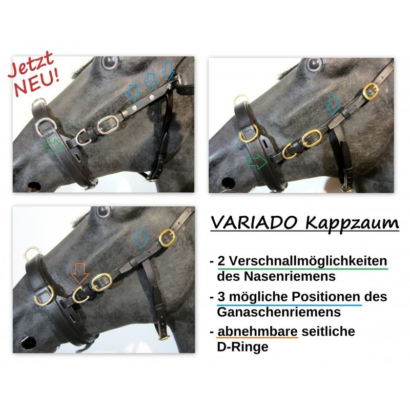 PS Pferdeartikel VARIADO 5-Way Adjustable Leather Cavesson - Anatomically Soft