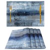 Blue and Gray Placemats Washable, Linen Rectangular Place Mats Set