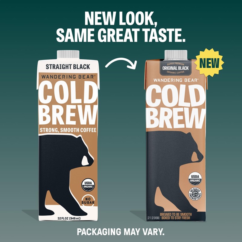 Wandering Bear Straight Black Organic Cold Brew Coffee, 32 fl