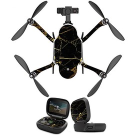 MightySkins Skin Compatible with GoPro Karma Drone Headphones wrap Cover Sticker Skins Black Gold Marble
