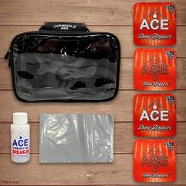CornholeAce Show Stoppers | Red | ACE Pro Bag Kit: 4 Pro Bags + Break-in Kit + Carry Case | Professional Cornhole Bags Dual Sided Slick Sticker All Weather Waterproof