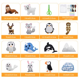 GETRICH Polartiere Sewing Kit Children, Sewing Kit Sewing Craft Set DIY Creative Gift Sewing Fun with Embroidery Thread Plastic Needles Filling Cotton Scissors