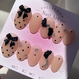 Satin Curie Handmade Nail Tips - Midi Long Oval / 새틴큐리 수제네일팁 - 미디 롱 오발