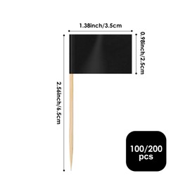AhfuLife Pack of 100 Black Empty Toothpicks Flags, Black Flag Small Mini Toothpicks for Sandwich Food Cupcake Toppers Toothpick Cocktail Fruit Tableware Party Accessories Party Decoration Pub