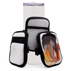 H-E 10 Pack Sublimation Water Bottle Pouch Blanks Tumbler Zipper Pouch Bag for Tumbler 20-40oz, Neoprene Water Bottle Tumbler Pouch Bag for Gym Outdoor Sports (Type 3 (white with front zip pocket))