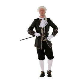 shoperama Marquis Men's Baroque Rococo Costume, Taffeta Suit, Count Nobleman, French Renaissance de Sade Carnival, Colour: Black, Size: 60