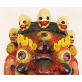 F1080-F724 Hand Crafted Wooden Mask of Hindu God Bhairab Mahakal Wall Hanging Made in Nepal