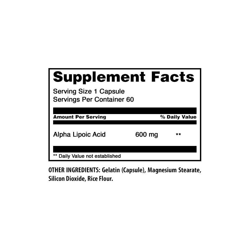 Amazing Formulas Ácido Alfa Lipoico 600 Suplemento Dietario Cápsulas