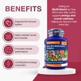 Zipvit Multivitamin Advanced 50 Plus Active Formula for Women & Men - 90 Vegan Tablets. Supports Bone Health and Your Immune System. 3 Months Supply