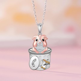 SVODEA Guinea Pig Gifts 925 Sterling Silver Guinea Pig Necklace Cute Animal Jewelry Gifts for Women