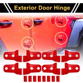 REPAIROCK 1 Set Door Handle Hinge Cover Trim for Jeep Wrangler JL JLU 2018-2023 for Jeep Gladiator JT 2020-2023 Exterior Door Hinge Cover Trim Sticker Decal ABS Red