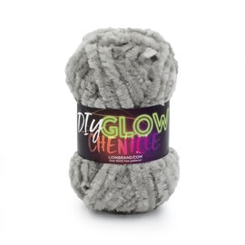 Lion Brand Yarn DIY Glow Chenille Yarn, Grey