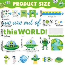 QOUBAI Outer Space Theme Bulletin Board Set Alien Classroom Bulletin Board Decorations Space Astronaut Planet Cutouts Classroom Decorations for Back to School Office Home Chalkboard Decor Wall Door