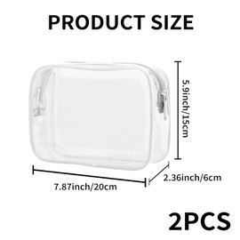 Kulturbeutel, 2 Stück, transparent, Flugzeug, kleines Make-up, Kosmetik, Flugzeug, Make-up, große Kapazität, Kunststoffbeutel, transparent, Bad, Tasche, groß, mit Reißverschluss, für Reisen