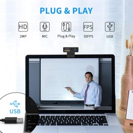 ABASK 2MP Webcam with Microphone, HD 1080p for PC, Laptop, Mac, Windows, Linux, Online Courses, Video Chatting, Video Conference