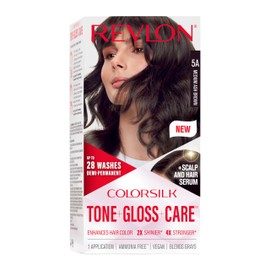 Revlon ColorSilk Tone + Gloss + Care Demi Permanent Hair Color, Hair Dye with Leave in Scalp and Hair Serum, 2x Shinier, 4x Stronger, 5A Medium Ash Brown, 4.5 fl. oz
