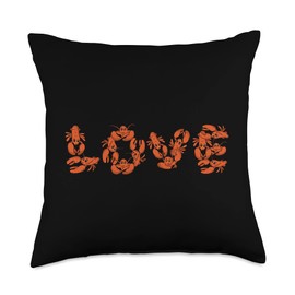 Cajun Seafood Lover Gifts for Mardi Gras Crawfish Love Throw Pillow, 18x18, Multicolor