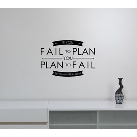 If You Fail to Plan Benjamin Franklin Quote Wall Decal Vinyl Lettering American President Inspirational Saying Sticker Art Decorations for Home Room Bedroom Office Motivational Decor Ideas hq37