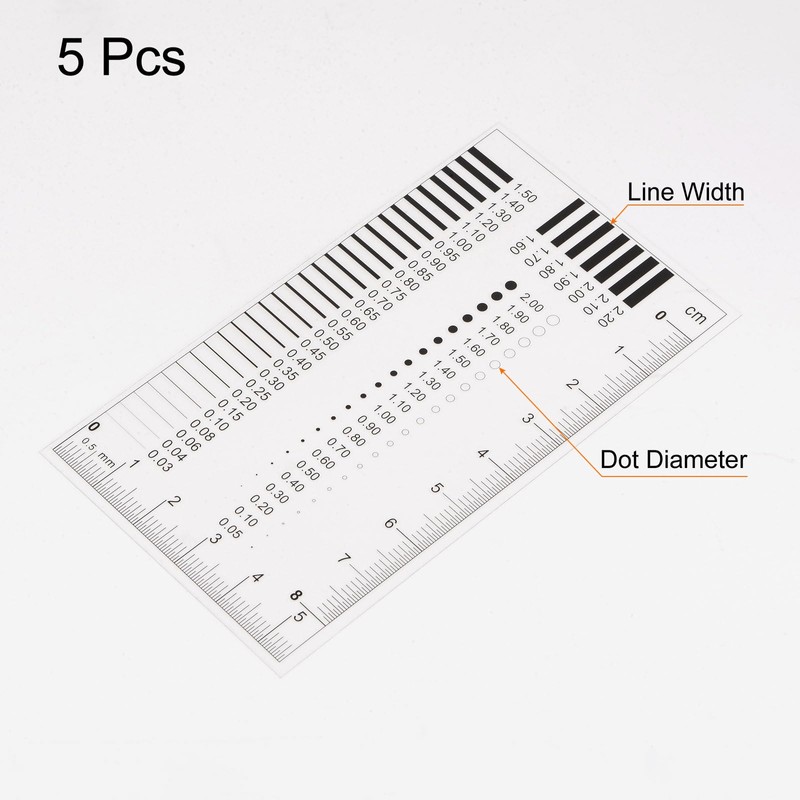 HARFINGTON 5pcs High Precision SEC Size Estimation Chart 8x5.5cm 0.2mm