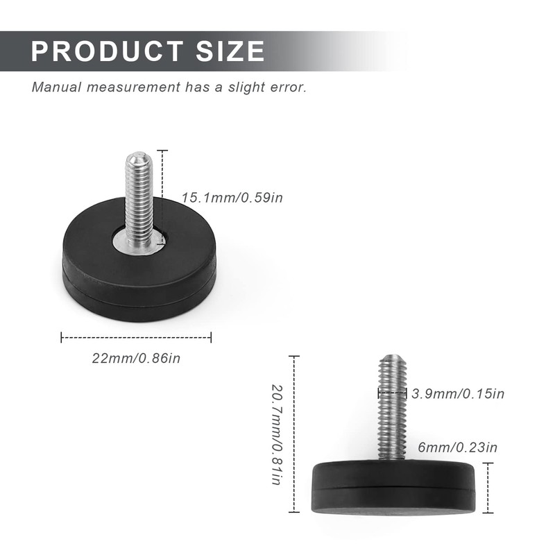LNSYSNS Neodymium Magnets Rubberised 22 mm, Pack of 4 Rubber
