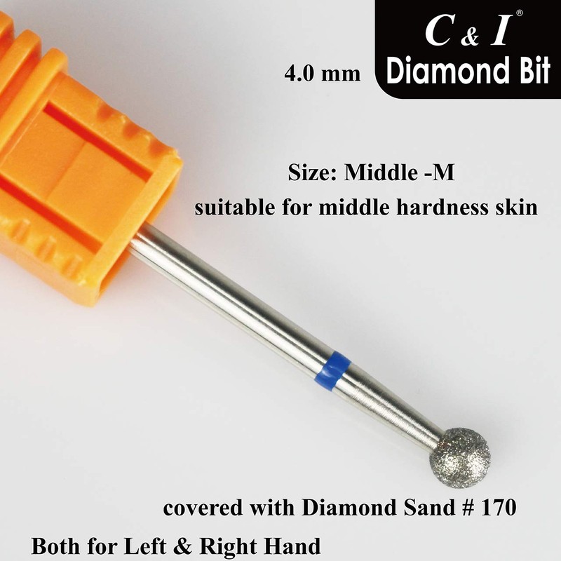 C & I Diamond Nail Drill, Ball Shape Head E-File,