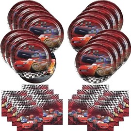 40pcs McQueen Party Supplies include 20 plates, 20 napkins for Cars birthday party decoration