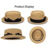 Pork-Pie-Hat-for-Men-Women Straw-Boater-Hat - Classic Boater Derby Sun Hats with Grosgrain