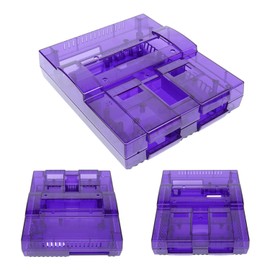BITFUNX SNES Replacement Shell - Transparent Case Protective Housing for SNES SFC Game Console US Version (Tran-purple)