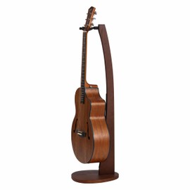 Nefelibata Wooden Guitar Stand - Handmade German Ash Solid Semi-curved Design Wood Stand Floor, Best for Acoustic guitars, Classical guitars, Banjos, Mandolins(Dark Brown-01)