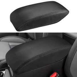 INTGET Center Console Cover for 2025 2026 Subaru Ascent Accessories 2019-2024 2020 2021 2022 2023 Car Leather Middle Armrest Arm Rest Box Lid Seat Cover Protector Saver (Black Stitches, 2019+)