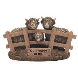 Lesser & Pavey Highland Cows Our Happy Herd Figurines Statues For Home Decor | Ideal Ornaments Friendship Gifts For Women & Men | Lovely Table Centerpiece & Living Room Accessories