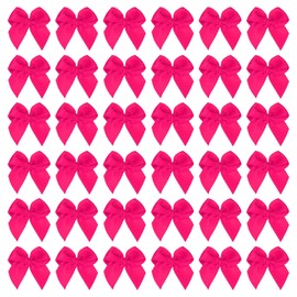 PATIKIL 1 Inch Mini Ribbon Bow 50 Pcs Satin Fabric Ribbon Flower Bows Appliques for DIY Craft Sewing Wedding Party Decoration, Rose Red
