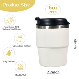 CHLJAR 6oz Vacuum Insulated Espresso Cup Set of 2, Espresso Shot Cup for Coffee, Double Wall Stainless Steel Mini Tumbler Shot Glasses with Lid