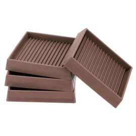 PATIKIL 3 Inch Rubber Furniture Pads, 8 Pack Non-Slip Furniture Coasters Square Anti Skid Caster Cups Furniture Feet Cup Floor Protectors for Bed Couch Stoppers, Brown
