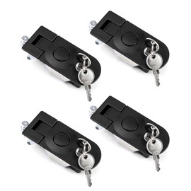 QWORK Large Lever Hand Operated Compression Latch, 4 Pack Keyed Alike 13/16" Adjustable Lever Flush Mount Trigger Latch Key Locking for Cockpit Floor Door Cabinet, Black Powder Coated MS609-1