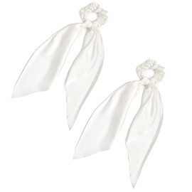 Pack of 2 Knotted Bow Hair Scrunchies Elastic Hair Scarf Hair Ties Bands Silky Satin Hair Ribbon Scrunchy Ponytail Holder for Women and Girls, Hair Scarf Scrunchies, Hair Ties for Women