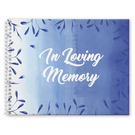 Hardcover Loving Memory Landscape Funeral/Memorial Guestbook, 120 Lined Pages, Soft Touch Mate Laminated Cover, lay flat white wire-o spiral binding.