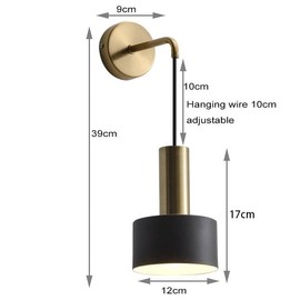 KEFA Battery Operated Wall Lights Indoor with Remote,2 Pieces of Bedroom Bedside Chandelier Modern Minimalist LED Light Luxury Living Room Study Wall Lamp Porch Staircase Aisle Lamps, Black
