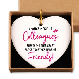 Thank You Gifts for Coworker Birthday Farewell Leaving Retirement Gifts for Coworker Work Bestie Chance Made Us Coworkers Christmas Ceramic Heart Ornament