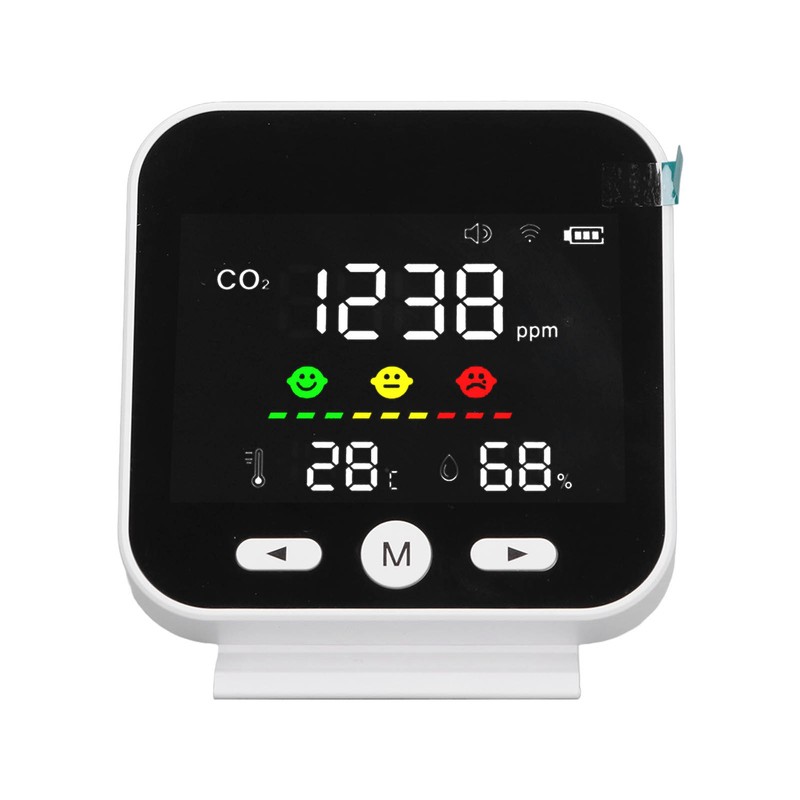 White Smart Air Quality Monitor LCD Screen WIFI CO2 Temperature