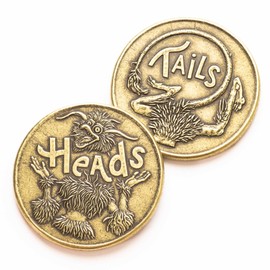 Labyrinth Firey Heads or Tails Decision Maker Brass Coin