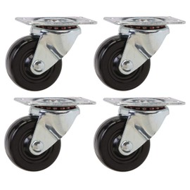 2" Caster Set of 4 | General Purpose with a Rubber Wheel and 1-7/8x2-5/8" Mounting Plate