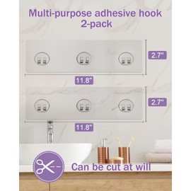 Kethmeva 2-PCS Shower Adhesive Hooks Shower Caddy Adhesive Replacement,Transparent Strong Hook Strip, Waterproof Without Drilling, can be Matched with soap Rack Storage Rack, Kitchen Rack