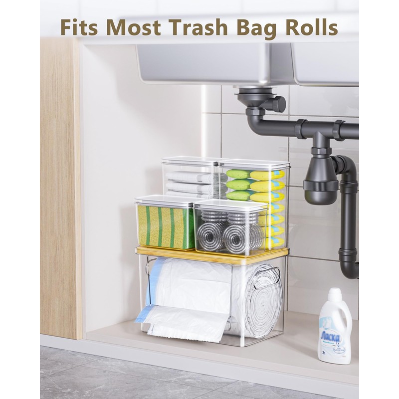 iCASA Trash Bag Dispenser Dishwasher Pods Container, 5 in 1