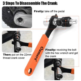 Oumers Bike Bicycle Crank Extractor Puller Remover Set with 16mm Spanner Wrench for Square Thread Taper Crank Arm and Crankset