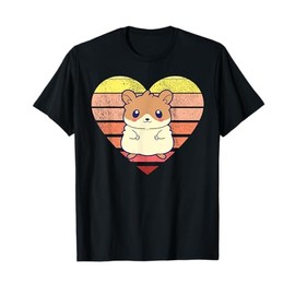 Cute Hamster Design Retro Heart Shape Vintage T-Shirt